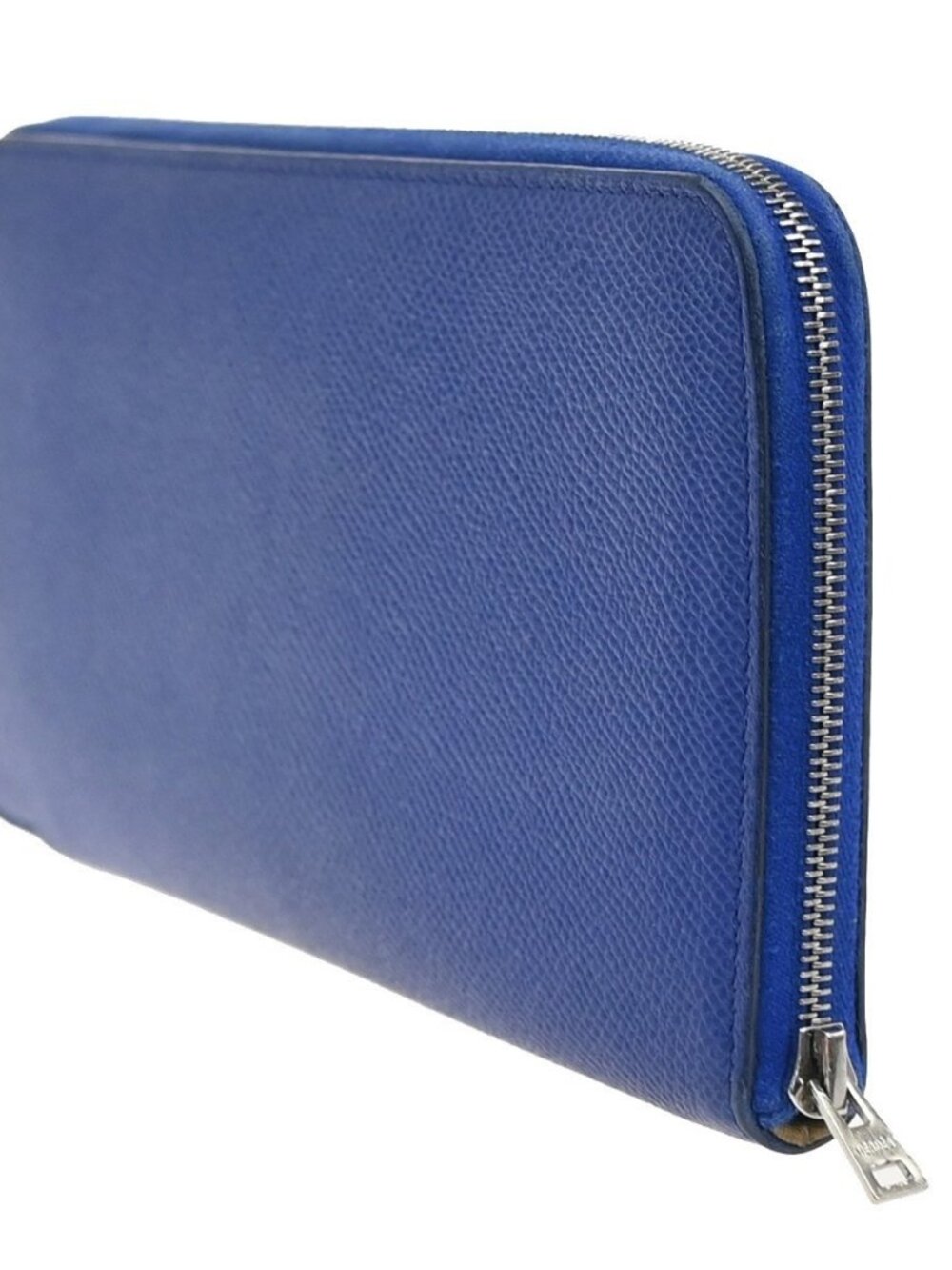 HERMES Azap Silk In Zip Around Long Wallet Epsom Leather Blue SHW France 38RL950 - Picture 2 of 16